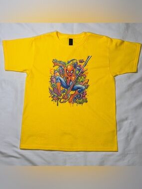 Yellow Youth Spider-Man Graphic Tee Size Large New W/O Tags
